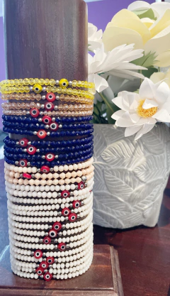 Pulsera mini cristales con ojito de la suerte - Moli Accesorios