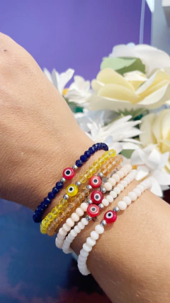Pulsera mini cristales con ojito de la suerte - tienda online