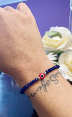 Imagen de Pulsera mini cristales con ojito de la suerte