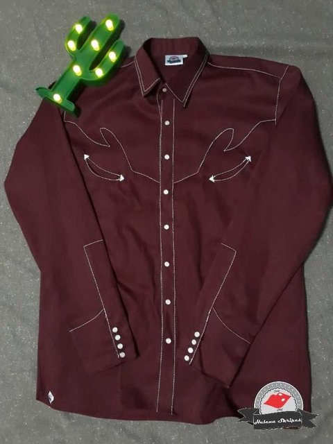Camisa Western Masculina Red Pear Pespontada