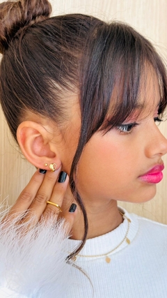 MINI ARGOLA CORAÇÃO FABULOSA FOLHEADA EM OURO 18K - BA0077D - Usitar Adornos de Luxo
