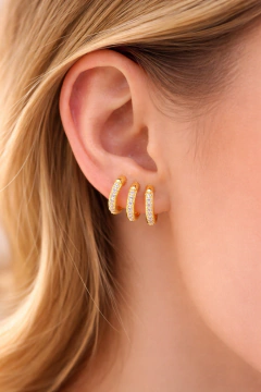 TRIO ARGOLAS CRAVEJADO FOLHEADO EM OURO 18K - BRT0187D