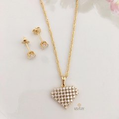 Conjunto coração cravejado