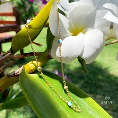 TORNOZELEIRA OLHO GREGO BOLINHAS FOLHEADA EM OURO 18K - TOR026D - comprar online