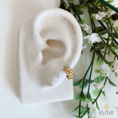 ARGOLA FOLHAGEM FOLHEADA EM OURO 18K - ARG797D - Usitar Adornos de Luxo