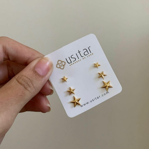 Trio de Brincos Estrela Vida - BT0017