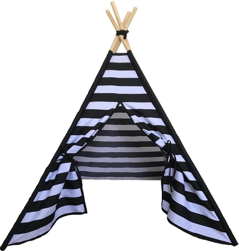 Cabana infantil listrado preto e branco 135x110x110cm