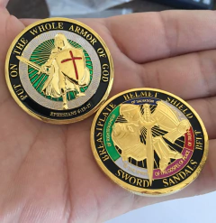Moeda Toda a Armadura De Deus Para Proteção, Ore Sempre! Dourado Militar na internet