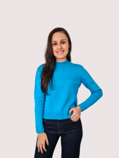 Blusa azul decote redondo - Katze