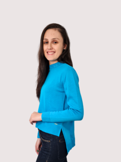 Blusa azul decote redondo - Katze - comprar online