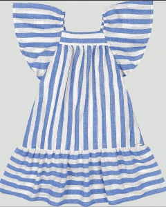 Vestido manga curta listra azul - comprar online