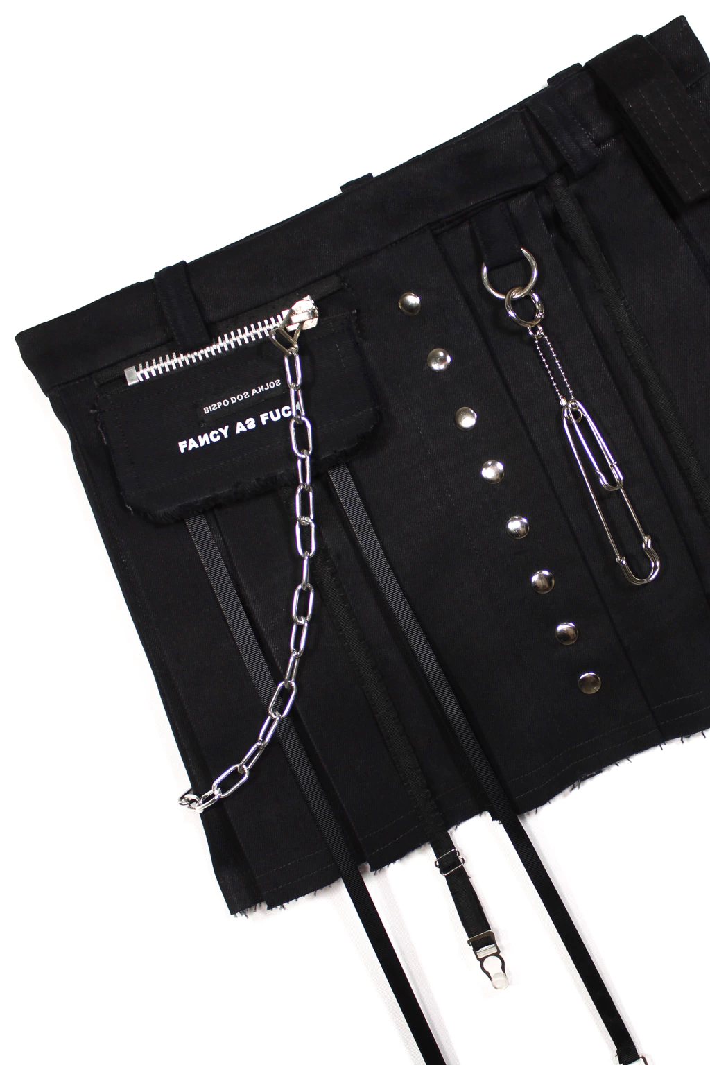 FANCY HIGH GLAM TWILL STUDDED SKIRT