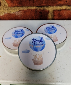 Kit 15 latinhas ursinho no balão lembrancinha tema ursinho personalizada - Festinha Legal