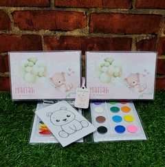 10 estojos de pintura lembrancinha tema ursinho com 31 itens completo - Festinha Legal