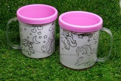 15 canecas com giz e desenhos Unicornios completas - loja online
