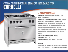 Cocina industrial 5 hornallas 90cm CF - comprar online