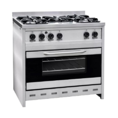 Cocina industrial 5 hornallas 90cm con puerta de vidrio CF