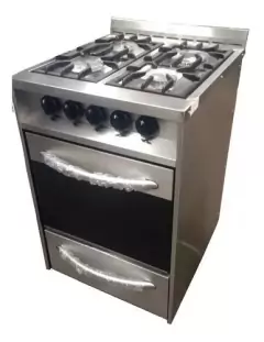 Cocina 4 hornallas 55cm vidrio Luqma doble horno - comprar online