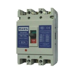 Disjuntor caixa moldada tripolar BHS FM1-100L, 80A, com capacidade de interrupção de 50kA.