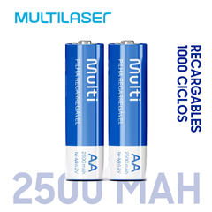 PILA MULTILASER RECARGABLE AA X2 2500MAH - comprar online