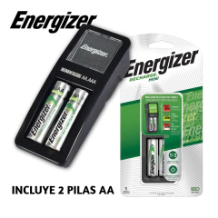 Cargador MINI Energizer + 2 Pilas AA 1300 MAH