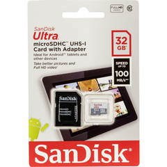 MEMORIA SANDISK ULTRA MICRO 100MB/S SDHC10 C/ADAPTER - comprar online