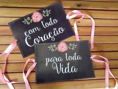 Plaquinhas para Cadeiras dos Noivos Rosa - comprar online