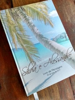 Livro de Mensagens personalizado com nome dos Noivos para casamento na praia na internet