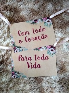 Plaquinhas Cadeiras dos Noivos Com todo o coração/ Para toda vida