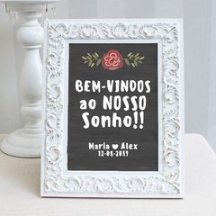 Porta Mensagem personalizado com nome dos noivos e a data.