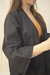 kimono em linho preto e pesponto