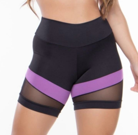 Short Academia Tule Preto - Roxo