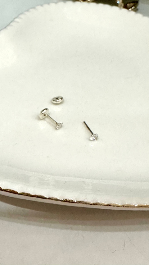 Brinco Prata Italiana 925 Ponto de Luz Cristal - 6965