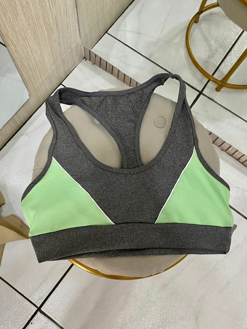 Top Cropped Academia - Cinza e Verde