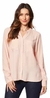 Camisete Algodão Botões Encapados Gola V - Rosa Bebê