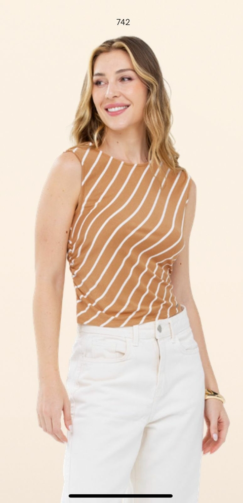 Blusa Tricô Listrada - Marrom 6862