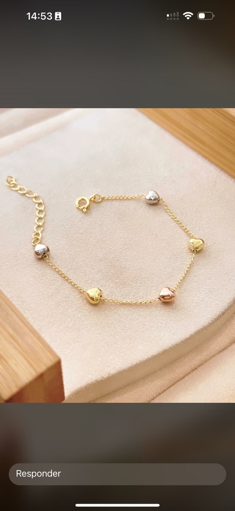 Pulseira Três Banhos 3 Corações - 4453