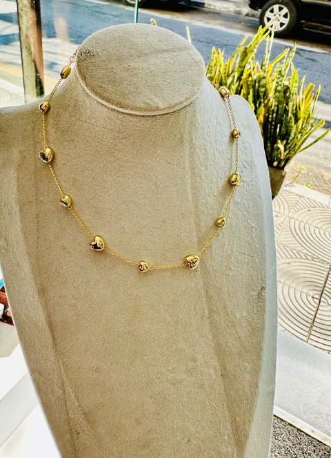Choker Colar Corrente Dourada Coração