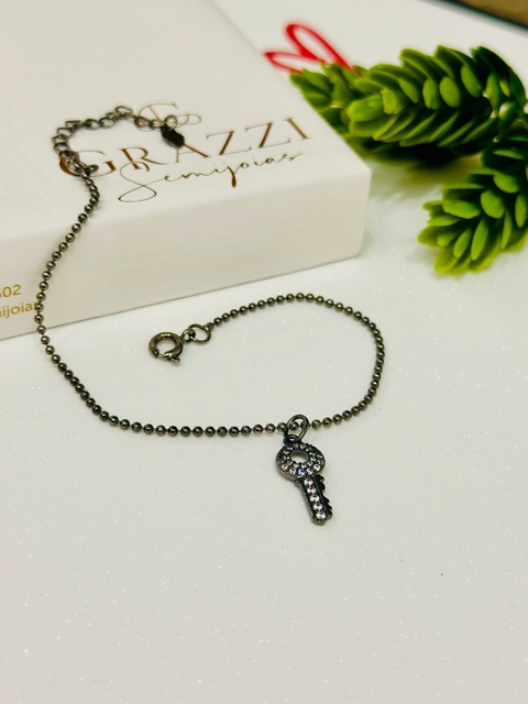 Pulseira SemiJoia Ródio Negro Chave