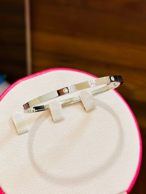 Bracelete Prata Aço Inoxidável Ponto de Luz - 6701