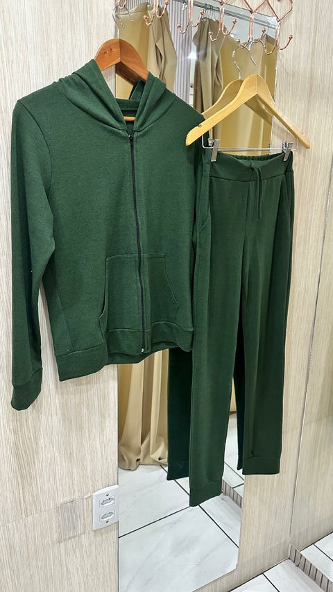 Conjunto Lanzinha Liso Zíper - Verde Escuro