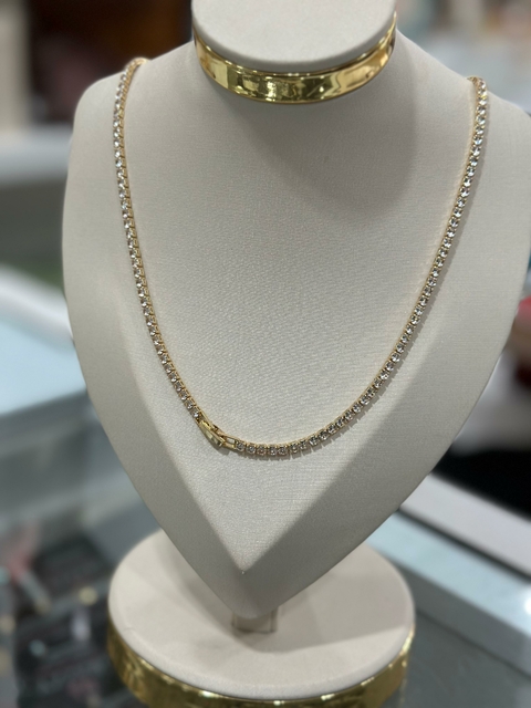 Colar Dourado Strass - 6735