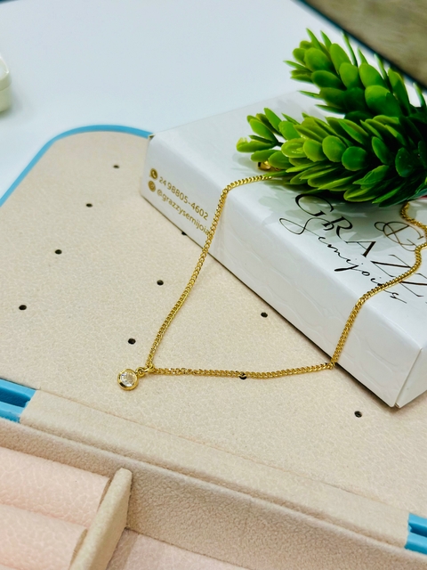 Tornozeleira SemiJoia Dourado Ponto de Luz