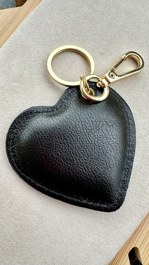 Chaveiro Coração 100% Couro Preto