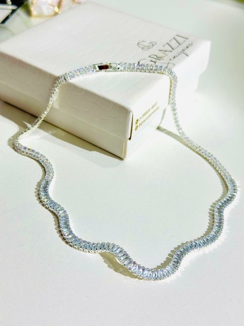 Colar SemiJoia Prata Riviera Cravejado Zircônia Cristal- 6998