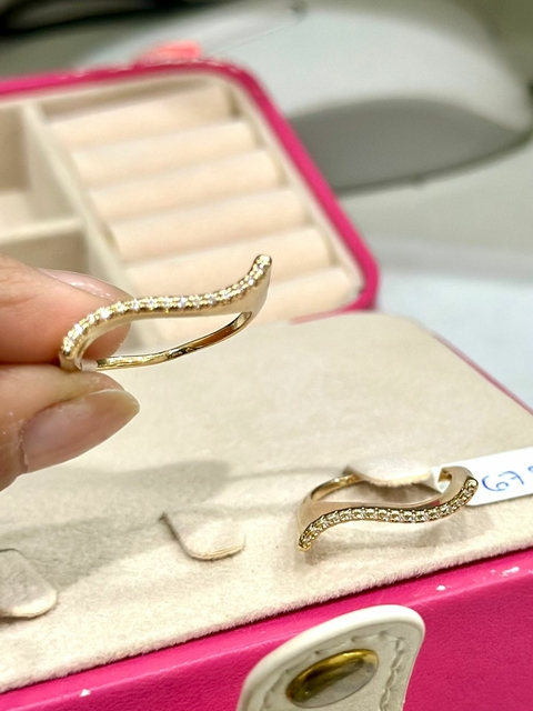 Anel Dourado Cravejado Zircônia Cristal - 6729