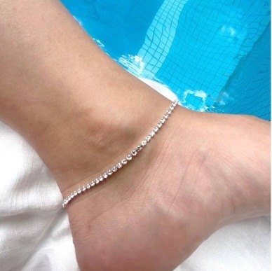 Tornozeleira Prata Strass - 3856