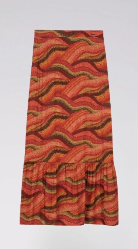 Saia Feminino Marialícia Estampada - Laranja 6788