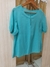 Blusa Manga Decote Gota Botão - Azul