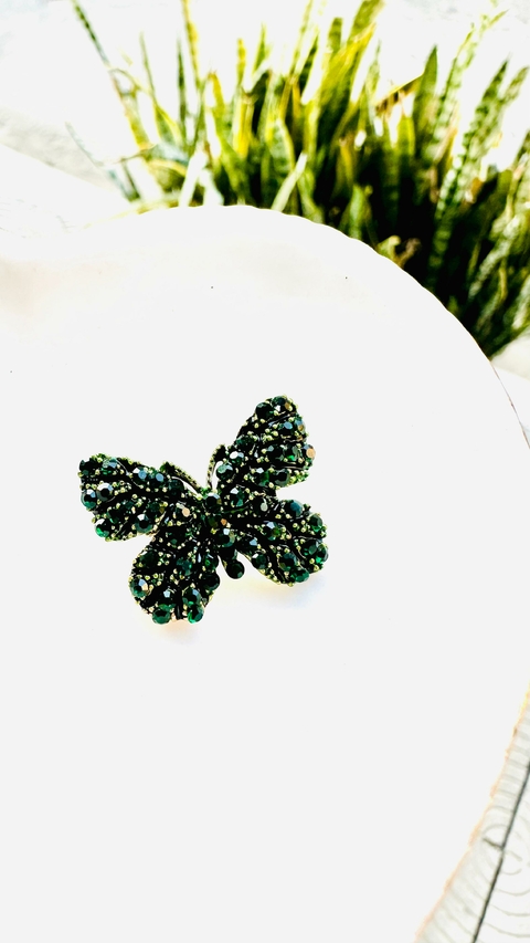 Brochê Borboleta Cravejada Zircônia Verde